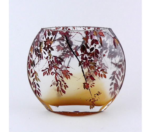 Mary Melinda Wellsandt - Etched Glass Vase, Alder Rust